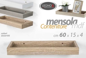 MENSOLA DA PARETE CONTENITORE SOSPESA LEGNO CLASSICO MODERNO COLOR 60*15*4 CM - Foto 1 di 6