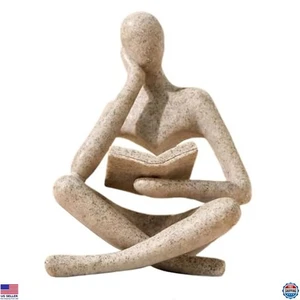 Abstract Thinker Statue - Modern Reading Sculpture for Home Office Decor - Picture 1 of 7