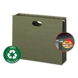 Smead 100% Recycled Hanging Pockets with Full-Height Gusset Letter Green 10/Box - Picture 1 of 5