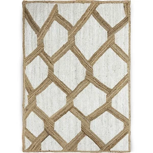 Alfombra de yute natural hecha a mano con patrón geométrico alfombra de área de yute para decoración de sala de estar - Imagen 1 de 7