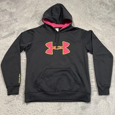 Under Armour Hoodie Women’s M Black Pink/Yellow Big Logo - Image 1 of 4