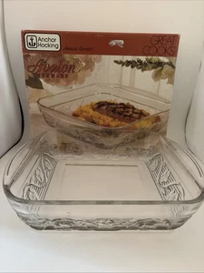 Anchor Hocking AVALON Floral Ovenware Square Baking Dish 8"x 8" Clear Glass Pan - Picture 1 of 2
