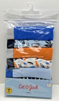 Трусы для мальчиков Cat & Jack нижнее белье 100% хлопок синий серфинг размер 8 средний M упаковка 7 шт. - Изображение 1 из 3