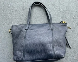 Hobo Leather navy blue mini kingston tote outer pocket Missing Crossbody Strap - Picture 1 of 10