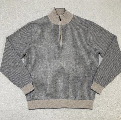 Kinross Cashmere Sweater Pullover Mens Large Long Sleeve 1/4 Zip Mock Neck Foto 1 de 4