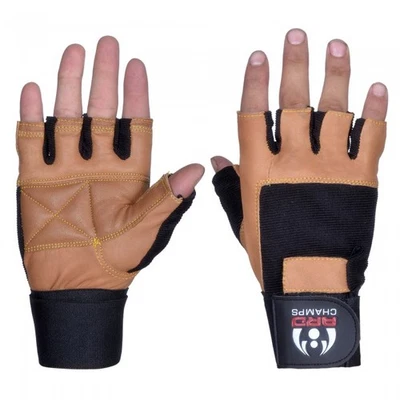 ARD CHAMPS Heavy Duty Leather Weight Lifting Gloves Long Wrist Wrap Gym Training