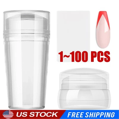 Juego de sellos de uñas con cabeza de silicona con raspador plantilla de arte en uñas francés lote de herramientas hágalo usted mismo Foto 1 de 4