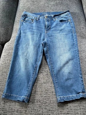 Bermudas de mezclilla azules elásticas Seven7 para mujer talla 10 mezcla de algodón Foto 1 de 4