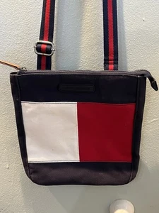 Tommy Hilfiger Canvas/Cloth Navy Crossbody/Mini Messenger Bag/Purse - Picture 1 of 12