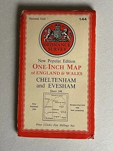 Vintage Ordnance Survey One Inch Cloth Map,of Cheltenham, no.144,1946 - Bild 1 von 1