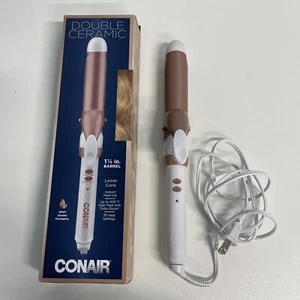 Conair Double Ceramic 1 1/4-Inch Curling Iron, White/Rose Gold (Preowned/Return) - Picture 1 of 12
