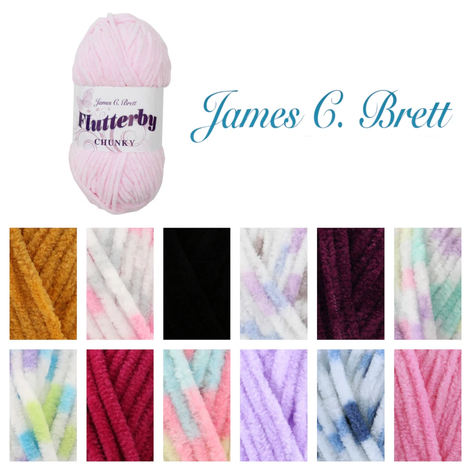 James C. Brett Flutterby Chunky 100g Knitting Crochet Yarn Soft Chenille Plush