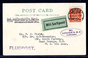 GERMANY 1924 US ZEPPELIN FLIGHT ZR-3 FRIEDRICHSHAFEN TO EAST ORANGE, N.J. RARE - Picture 1 of 2