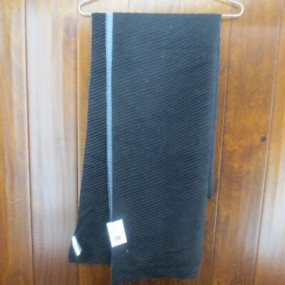 Calvin Klein Double Faced Pleated Blanket Scarf Black Gray 22.5" X 90" - Image 1 of 4