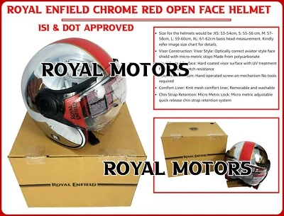 ROYAL ENFIELD CHROME RED OPEN FACE HELMET - Image 1 of 4