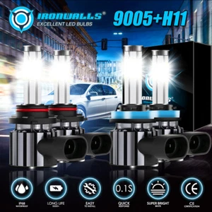 6sides 9005+H11 LED Headlight Combo 4 High Low Beam Bulbs Kit Super White Bright - Bild 1 von 12
