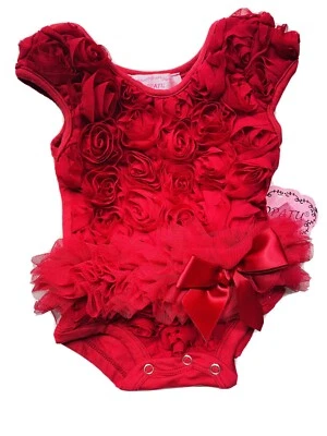 NUEVO CON ETIQUETAS Bebé Niña Elegante Lujo Rojo Rosa 1 Pieza Tul Tutú Talla 0-3 Meses Día de San Valentín Foto 1 de 4