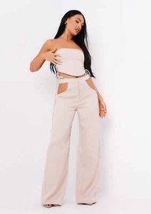 Women's Polly Sand Cut Out Side Wide Leg Trousers - Picture 1 of 10