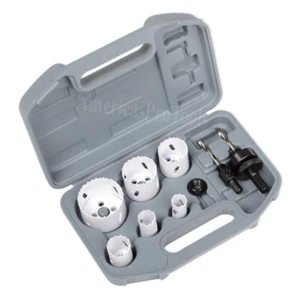 HOLE SAW TOOLS SET CUTTING PLUMBER'S BI-METAL HSS METAL 9PC SET - Picture 1 of 1