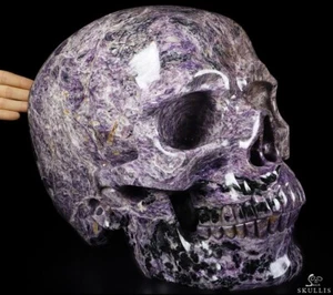 TITAN 60.7LB Gemstone 14.0" Russian Charoite Crystal Skull,Super Realistic - Picture 1 of 14