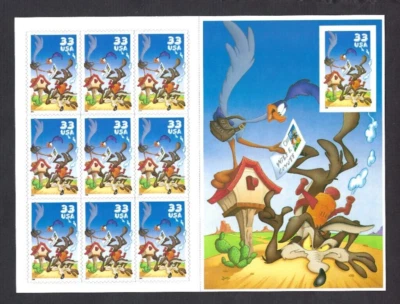 US Scott# 3392 2000 33c Pane of 20 Road Runner "Die Cut through back" MNH VF - Image 1 of 2