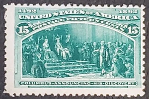 US 1893 STAMPS #238 15C COLUMBIAN MINT LH OG F/VF - Picture 1 of 2