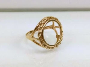 10K 2.7g YELLOW GOLD ROPE-STYLE FOLDING-TAB 16mm COIN RING - SIZE 5.5 - Picture 1 of 7