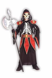 Bare Bones Reaper Skull Skeleton Grim Robe Fancy Dress Adult Halloween Costume - Picture 1 of 2