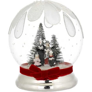 Weihnachtskugel Geschenk aus Silber und mundgeblasenem Glas warmes LED-Licht Sänger Weihnachten - Bild 1 von 3