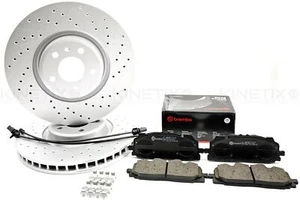 FOR AUDI A4 A5 S4 S5 A6 A7 A8 Q5 FRONT DRILLED BRAKE DISCS BREMBO PADS 350mm - Picture 1 of 18