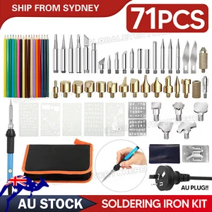 71PCS 60W Electric Soldering Iron Kit Wood Burning Pen Stand Pyrography DIY Tool - Picture 1 of 12