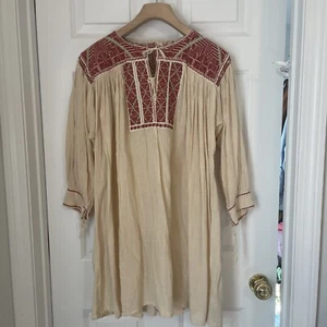 Guatemalan Hand Embroidered Woven Folk Art Blouse Dress Small Medium - Picture 1 of 12