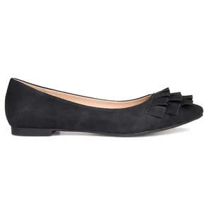 Journee Collection Womens 11 M Black Judy Ruffle Slip On Flats NIB HM9 - Picture 1 of 5