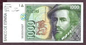 SPANIEN 1000 PESETAS Banknote 1992 Zustand II XF SPL S/N 5S3534507 WPM 163 - Bild 1 von 2