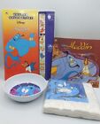 1992 Disney Aladdin Golden Electronic Sight 'n Sound Story Book Bowl Napkins Lot