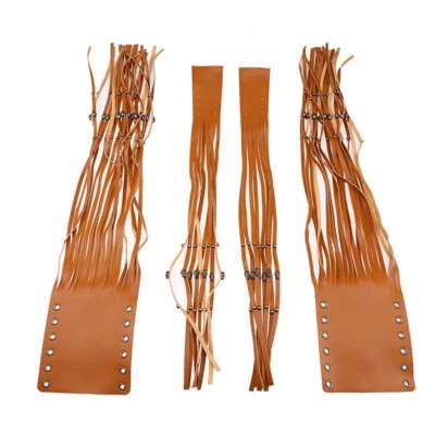2PCS Motorcycle Tan Tassel Fringe Handlebar Hand Grip Covers Universal Fit - Image 1 of 4