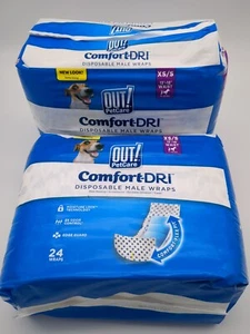 ¡FUERA! Petcare Comfort-Dri 48 envolturas desechables para hombres XS/S 13"-18" cintura 4-25 lb NUEVO - Imagen 1 de 2