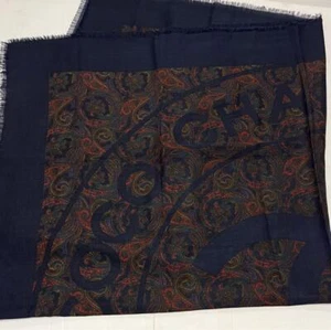 Chanel Cashmere Large Stole Scarf Silk Coco Logo Paisley Pattern - Picture 1 of 19