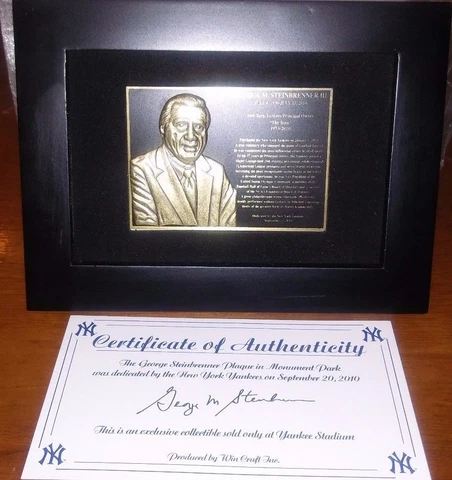 GEORGE STEINBRENNER NY NEW YORK YANKEES MONUMENT PARK MINI PLAQUE YANKEE STADIUM Cover