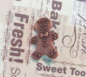 Broche prendedor de pan de jengibre hombre niño cobre Navidad pan de jengibre galleta vacaciones pequeño - Imagen 1 de 2