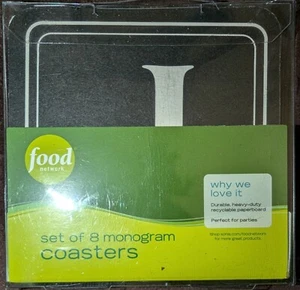 Food Network Untersetzer Buchstabe J Monogramm 8er Set Kohl schwarz und weiß Initiale - Bild 1 von 6