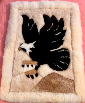 "Alfombra de piel de alpaca 100 % genuina hecha a mano de tapiz de Perú 21,5""x 29""" Foto 1 de 2