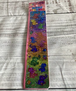 Vintage Lisa Frank Holographic Elephants Bubble Stickers Sheet P656 USA Sealed - Picture 1 of 2