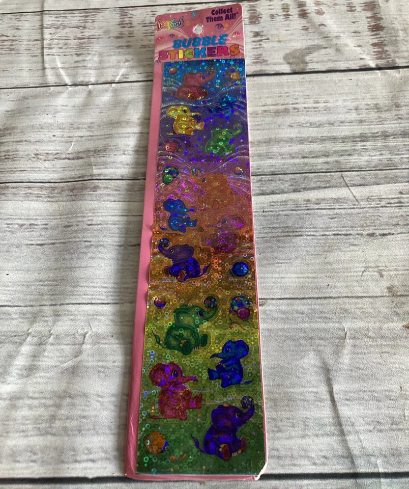 Vintage Lisa Frank Holographic Elephants Bubble Stickers Sheet P656 USA Sealed - Image 1 of 2