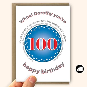 Funny personalised 100th Birthday Card for her for him, edit name 100 bday card - Imagen 1 de 10
