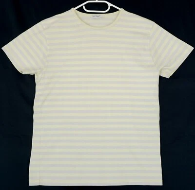 Marimekko Lyhythiha Yellow Gray Stripe Cotton T-Shirt Size M - Image 1 of 4