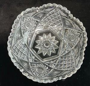 Antique ABP American Brilliant cut crystal serving bowl 7” scalloped sawtooth - Picture 1 of 8