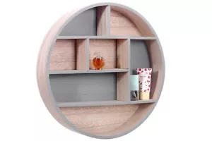 Round Wooden Display Wall Hanging Storage Unit Shelves Cubes Home Decoration New - Picture 1 of 5