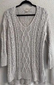 Denim & Supply Ralph Lauren Gr. M Zopfmuster V-Ausschnitt Pullover Pulli Tunika Creme - Bild 1 von 5