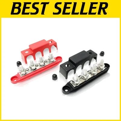 Compact 250A Power Distribution Block Pair with Covers for Neat Wiring Solutions - Image 1 of 4